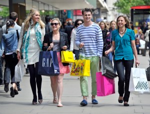 Shoppers on Oxford Street London May 2012